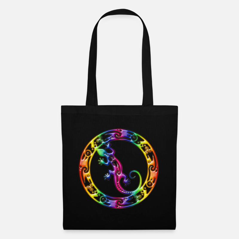 Gecko Ornament Rainbow - Stoffbeutel - Schwarz