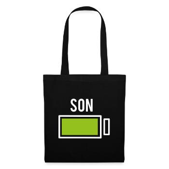 Sohn Partnerlook Partner Bro Batterie Akku Familie - Stoffbeutel - Schwarz - Vorne