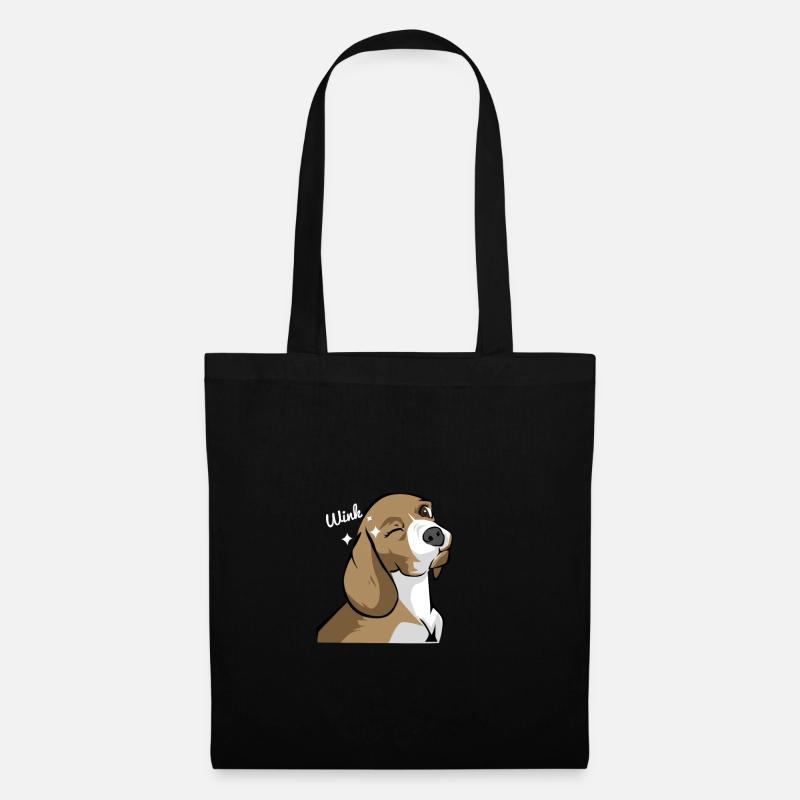 Beagle Dackel Zwinkern Geschenkidee - Stoffbeutel - Schwarz