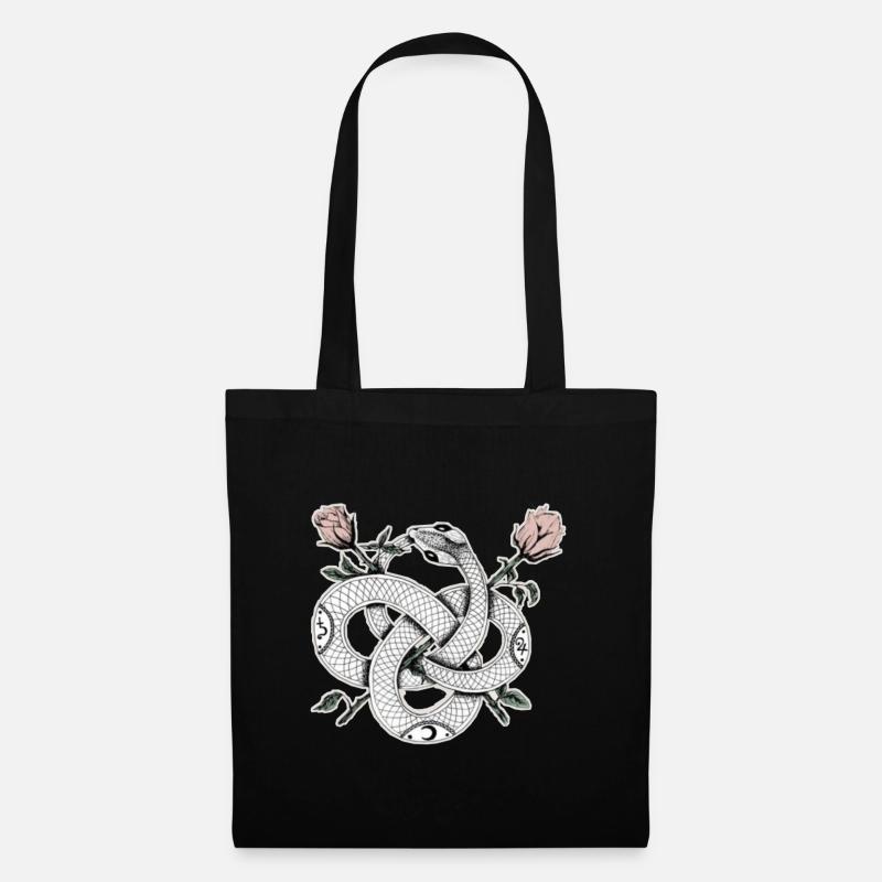 Schlangen-Design mit Rosen - Stoffbeutel - Schwarz