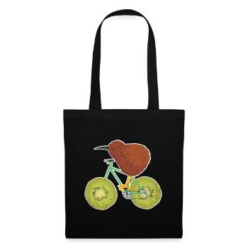 Kiwi Fahrrad Geschenk - Stoffbeutel - Schwarz - Vorne