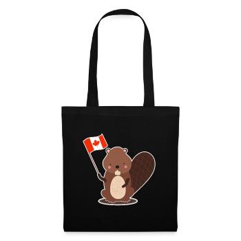 Biber Kanada süß Damm Geschenk Flagge Naturschutz - Stoffbeutel - Schwarz - Vorne