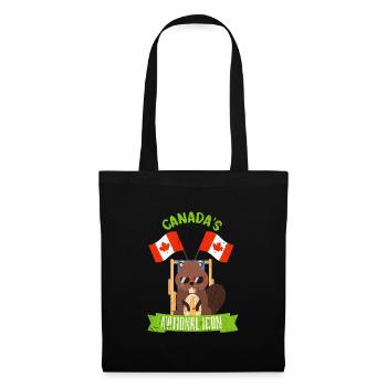 Kanada Wahrzeichen Ahorn swag Geschenk Biber Bier - Stoffbeutel - Schwarz - Vorne