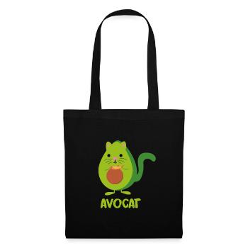Avocado Katze Kätzchen Fisch gesund Geschenkidee - Stoffbeutel - Schwarz - Vorne