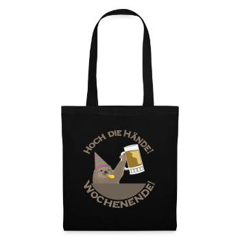 Hoch Die Hand Sloth Wochenende - Stoffbeutel - Schwarz - Vorne