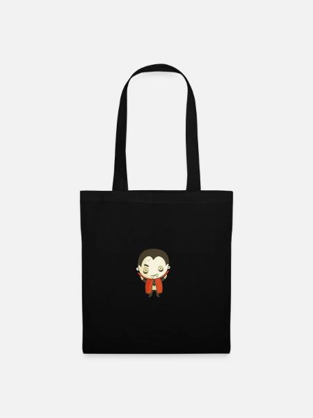 Süßer Vampir Dracula Cartoon – Halloween Design - Stoffbeutel - Schwarz