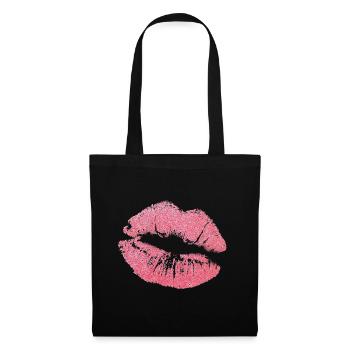 Kiss Mouth Lips Kiss Kiss gift idea glitter - Tote Bag - black - Front