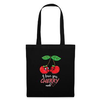 Loving Cherries Fruit Cartoon Comic Love - Tote Bag - black - Front