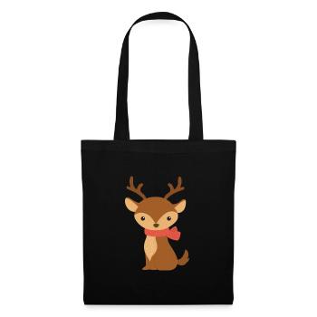 Un renne mignon avec écharpe – Décor de Noël - Sac en tissu - noir - Devant