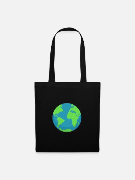 Planet Earth Minimal – Travel & Eco Style - Stoffbeutel - Schwarz