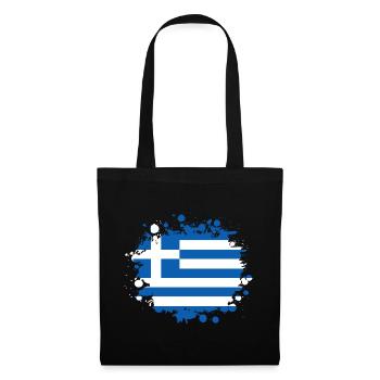 Griechenland Klecks / Geschenk Athen Flagge Greece - Stoffbeutel - Schwarz - Vorne