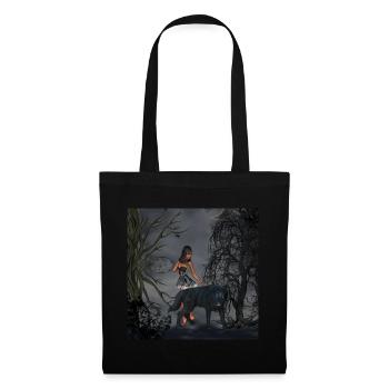 Fée génial avec loup - Sac en tissu - noir - Devant