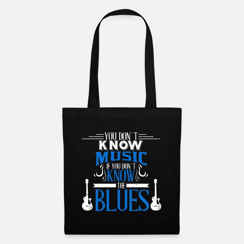Blues guitar gift music band notes idea - Tote Bag - black