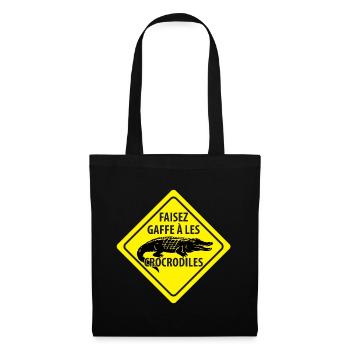 Signe Avertissement Crocodiles - Sac en tissu - noir - Devant