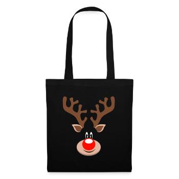 Süßes Rentier Rudolf Rote Nase Weihnachten Geweih - Stoffbeutel - Schwarz - Vorne