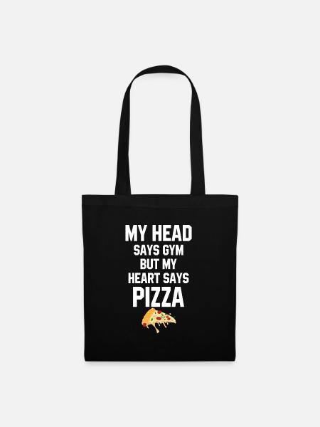 Pizza Mein Herz Say Gym Lustiges Geschenk - Stoffbeutel - Schwarz