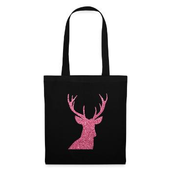 Silhouette de cerf pailletée rose - Sac en tissu - noir - Devant