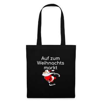 Auf zum Weihnachtsmarkt Punschteam unterwegs - Stoffbeutel - Schwarz - Vorne