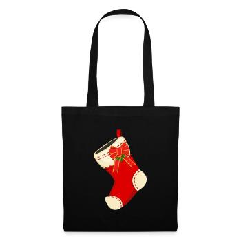 Weihnachtssocke Weihnachtsstrumpf Nikolaus Xmas - Stoffbeutel - Schwarz - Vorne