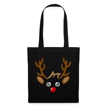 Visage de garçon de renne mignon Noël Noël - Sac en tissu - noir - Devant