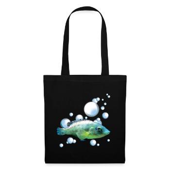 Buntes Aquarienfisch Motiv - Stoffbeutel - Schwarz - Vorne