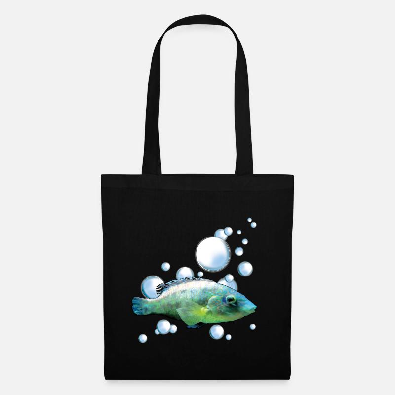 Buntes Aquarienfisch Motiv - Stoffbeutel - Schwarz