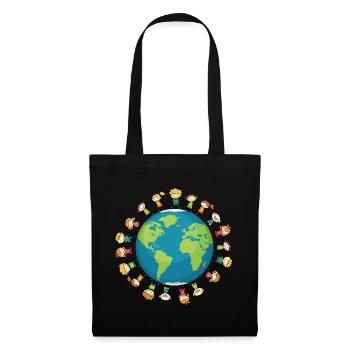 Beaucoup d’enfants Terre Planète Cadeau amusant - Sac en tissu - noir - Devant