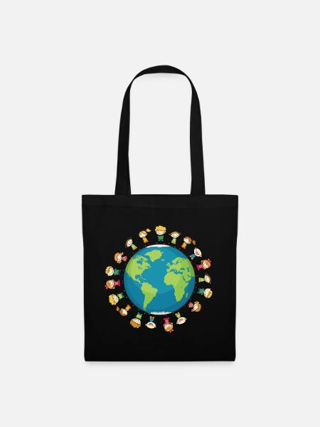 Viele Kinder Erde Planet Lustiges Geschenk - Stoffbeutel - Schwarz