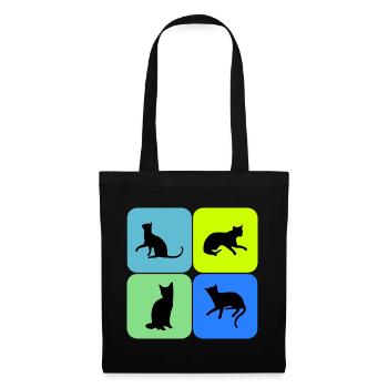 Katze Katze Katze Katze Katze Katze, Geschenk - Stoffbeutel - Schwarz - Vorne