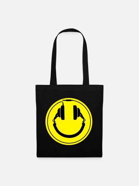 smiley headphones - Tote Bag - black
