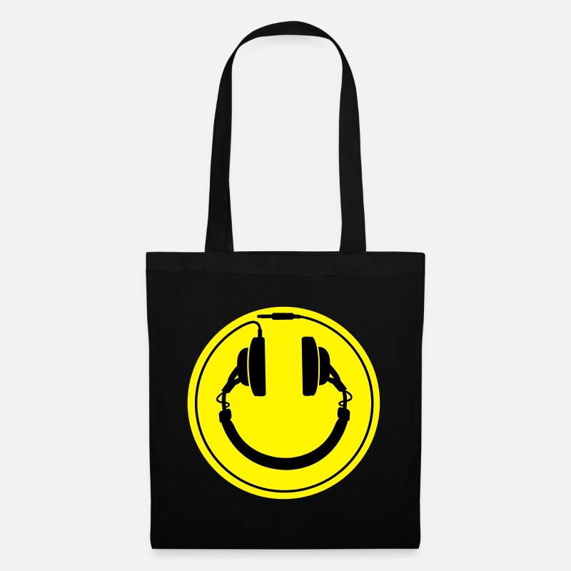 Smiley-Kopfhörer - Stoffbeutel - Schwarz