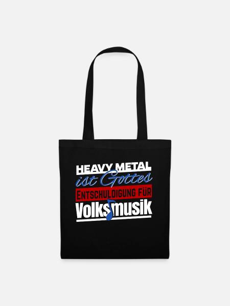Heavy Metal Volksmusik Schlager Lustiger Spruch - Stoffbeutel - Schwarz