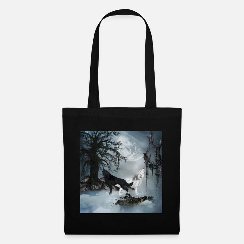 Stunning black and white wolf - Tote Bag - black