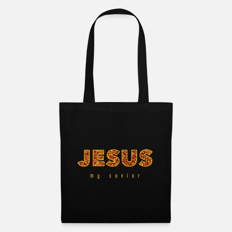 Jesus My Savior | Glitzer Gold - Stoffbeutel - Schwarz