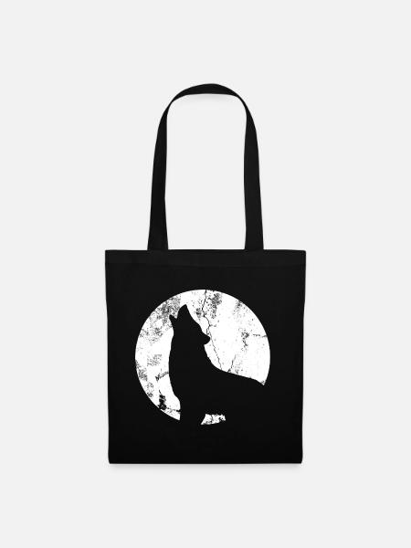 Wolf Mond - Stoffbeutel - Schwarz