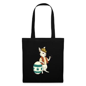 Lapin de fumer, oeuf de Pâques - Sac en tissu - noir - Devant