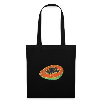 Papaya Sommer Frucht Lecker Spaß Geschenk - Stoffbeutel - Schwarz - Vorne