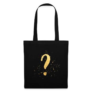 Point d'interrogation symbole de décoration en or et cadeau - Sac en tissu - noir - Devant