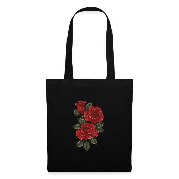 Roses rouges - Sac en tissu - noir - Devant