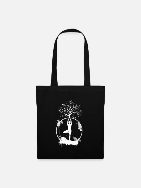 Arbre de Vie Yoga Blanc - Sac en tissu - noir