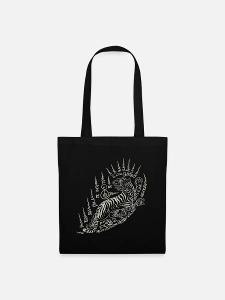 Sak Yant Thai Tattoo Tiger Animal Cooles - Sac en tissu - noir