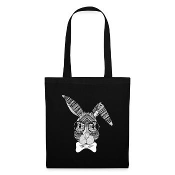 Rabbit with bow tie and glasses - Tote Bag - black - Front