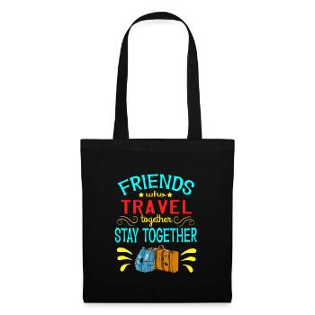 Mit Freunden reisen? Ein schönes reisendes Design - Stoffbeutel - Schwarz - Vorne