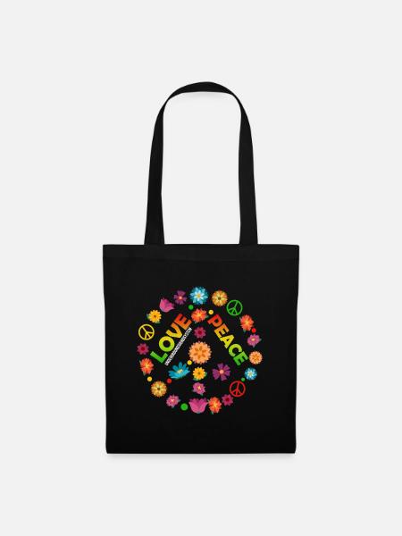 Flower Circle Love Peace - Tote Bag - black