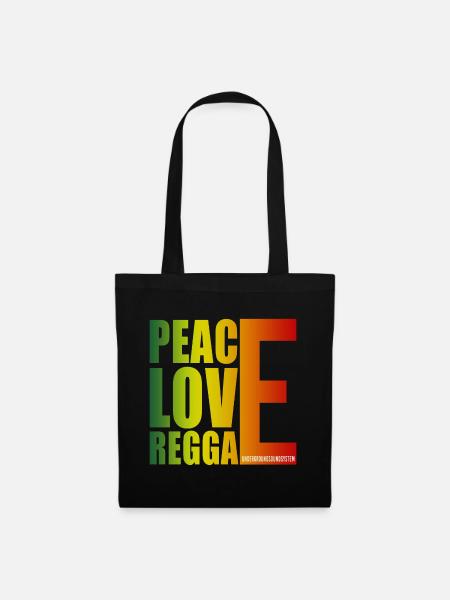 Peace Love Reggae Gradient - Stoffbeutel - Schwarz