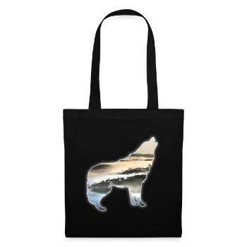 Wolf Landscape Mountains Fog Gift - Tote Bag - black - Front