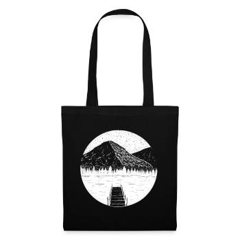 Jetty Mountains Lake Boat Nature - Tote Bag - black - Front
