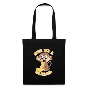 Affe Banane - Stoffbeutel - Schwarz - Vorne
