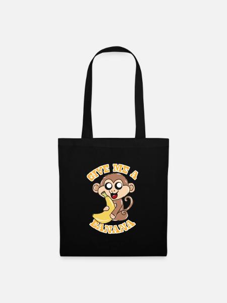 Affe Banane - Stoffbeutel - Schwarz