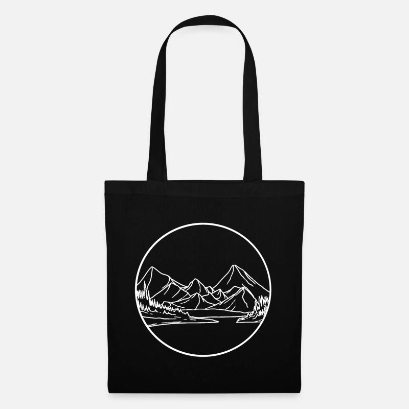 Circle Line Mountain Landscape Line Style - Tote Bag - black